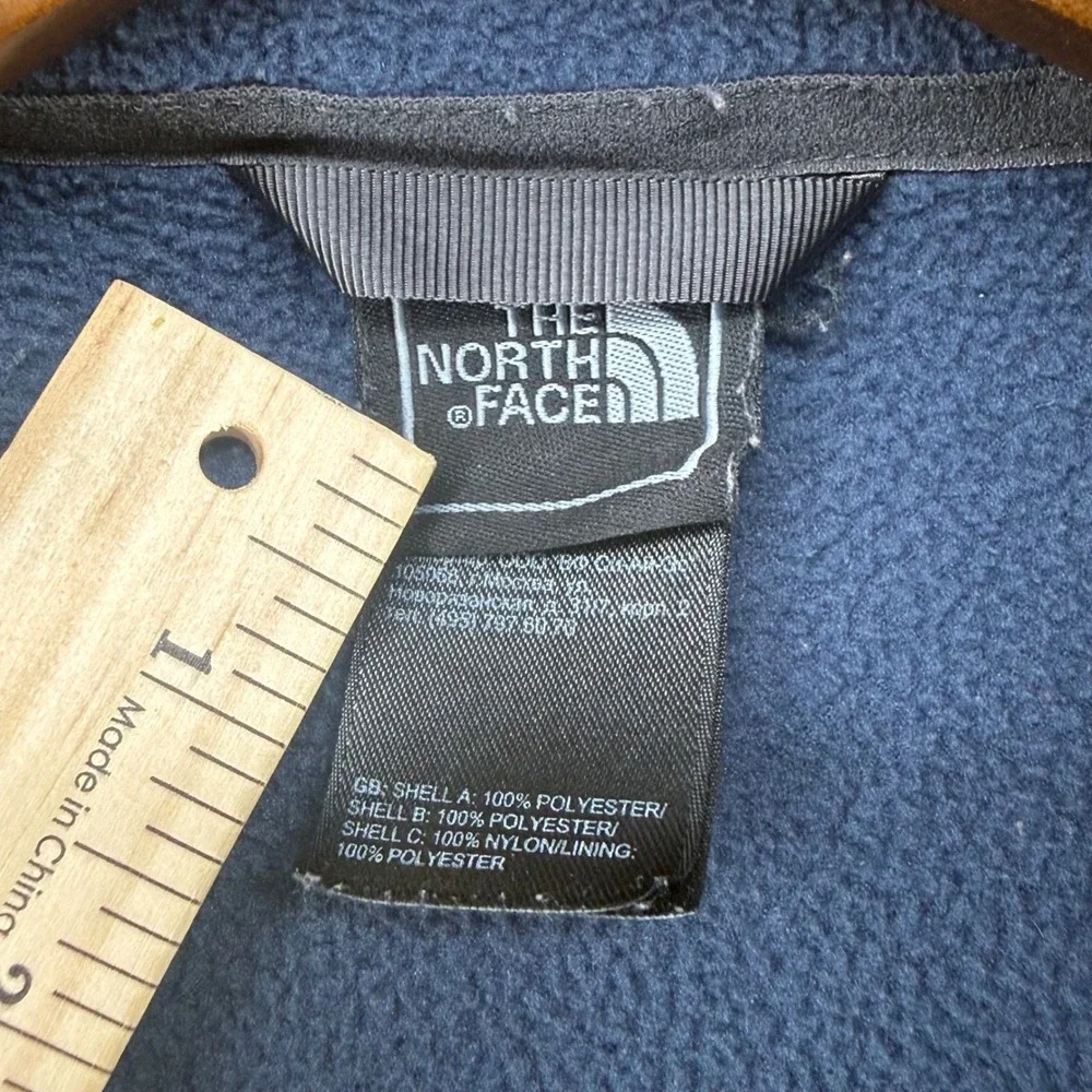 The North Face Fleece Jacket Mens Large Navy Blue Good Full Zip Mock Neck Raglan